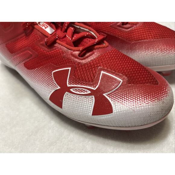 Under Armour Football Cleats Mens Size 11 Red White Highlight MC Lacrosse Lace - Picture 5 of 9